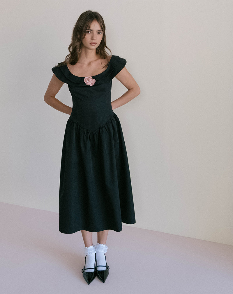 Radovan Midi Dress in Zwart