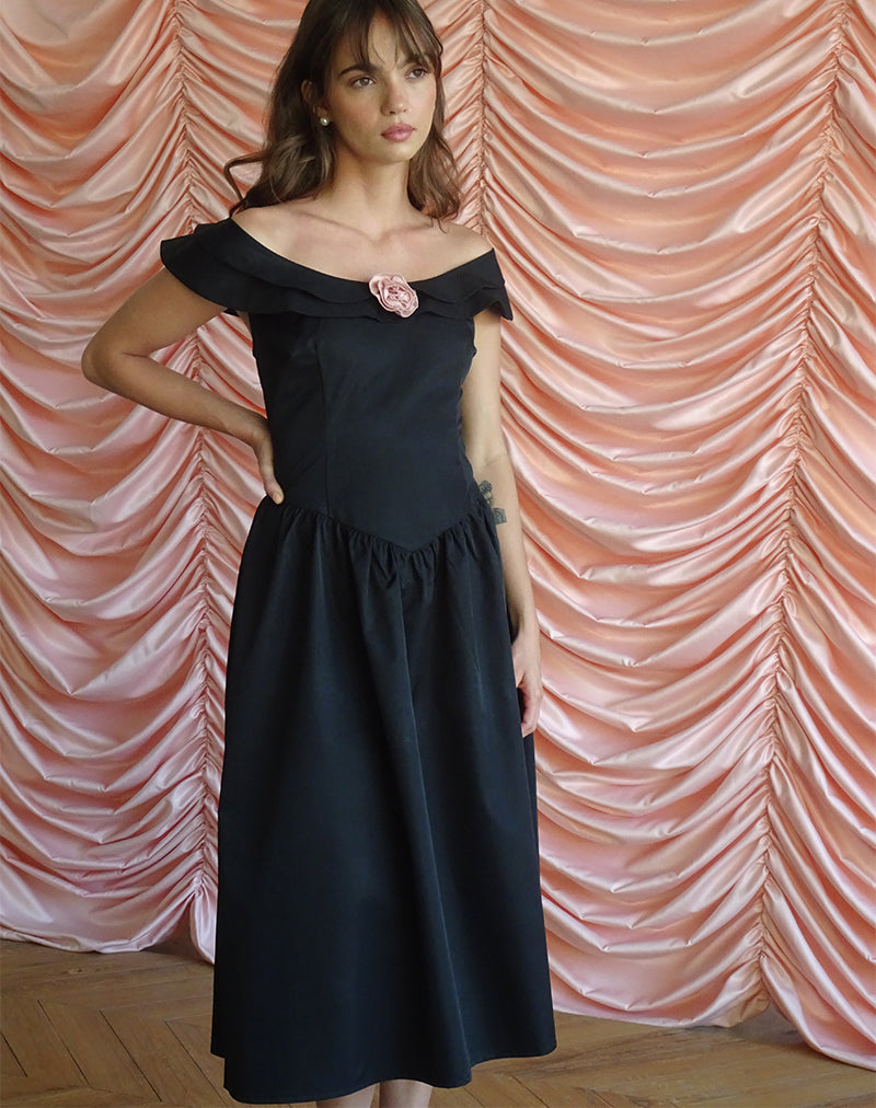 Afbeelding van Radovan Midi Dress in Zwart