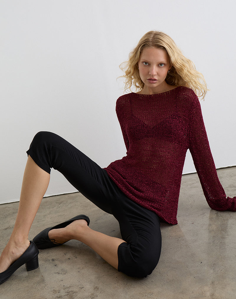 Afbeelding van Rajiya Open Weave Trui in Bourgondië