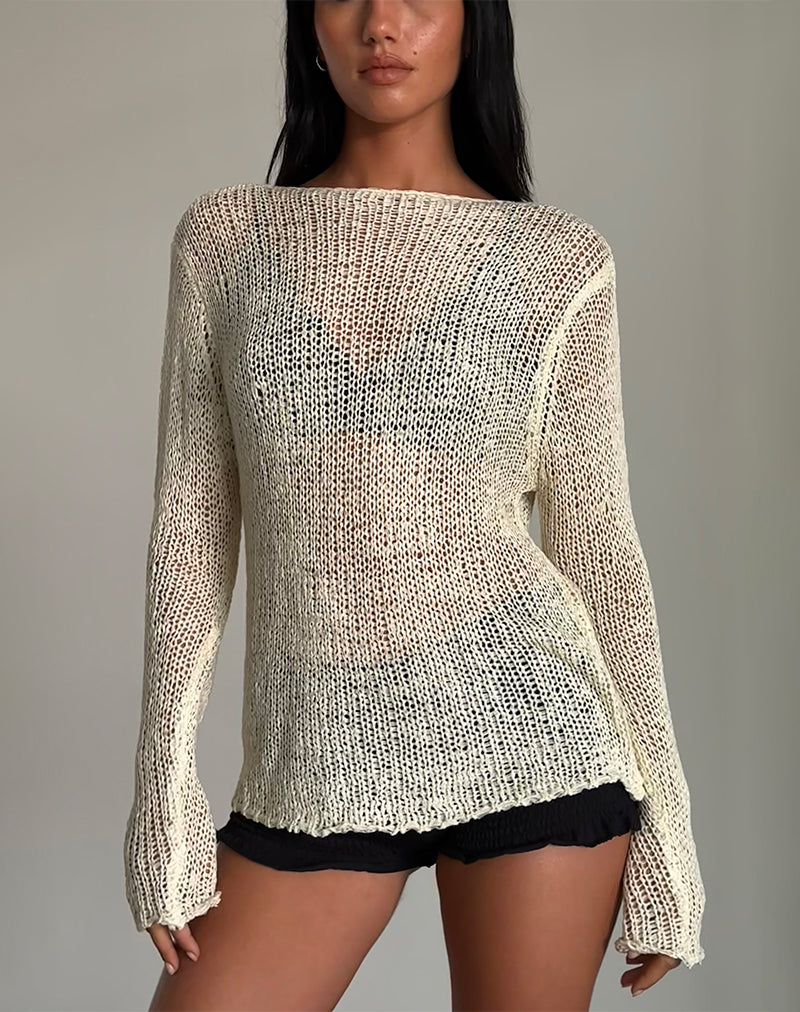 Afbeelding van Rajiya Open Weave Trui in Ivoor