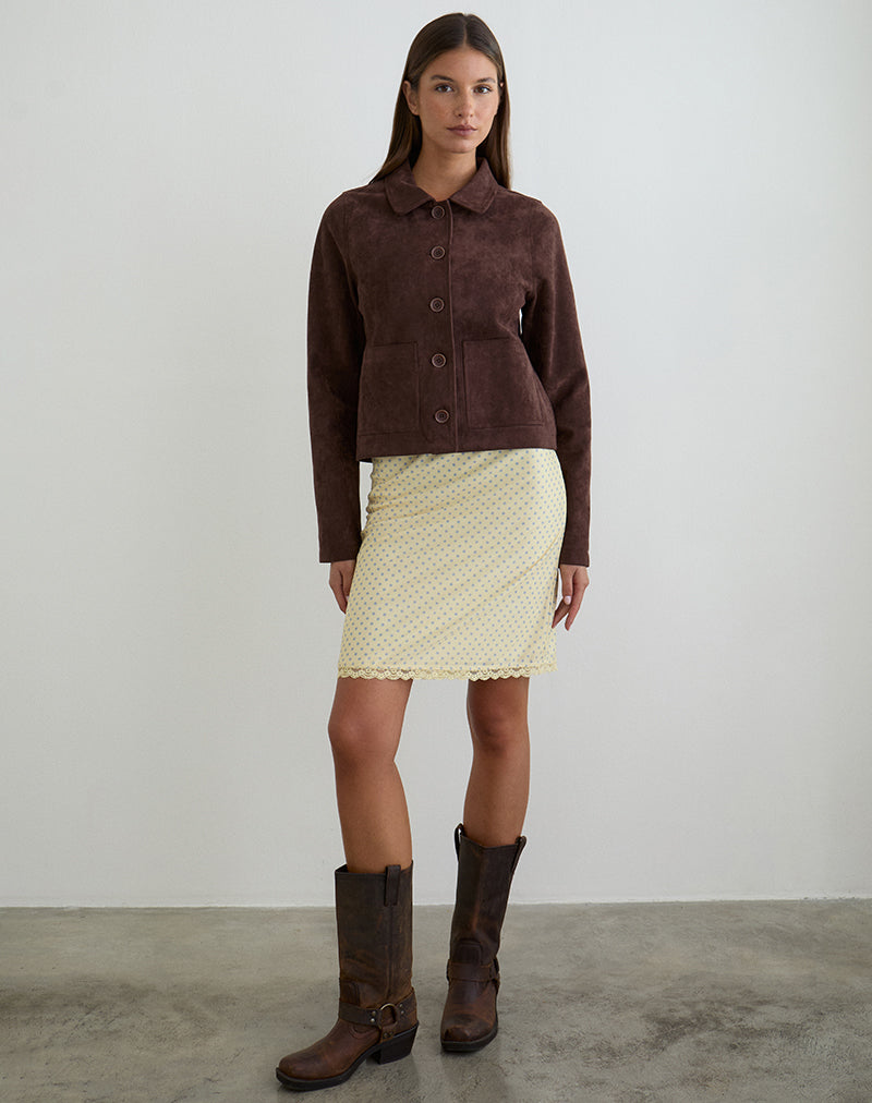 Rajuli midi-rok in geel met compacte grijze stippen