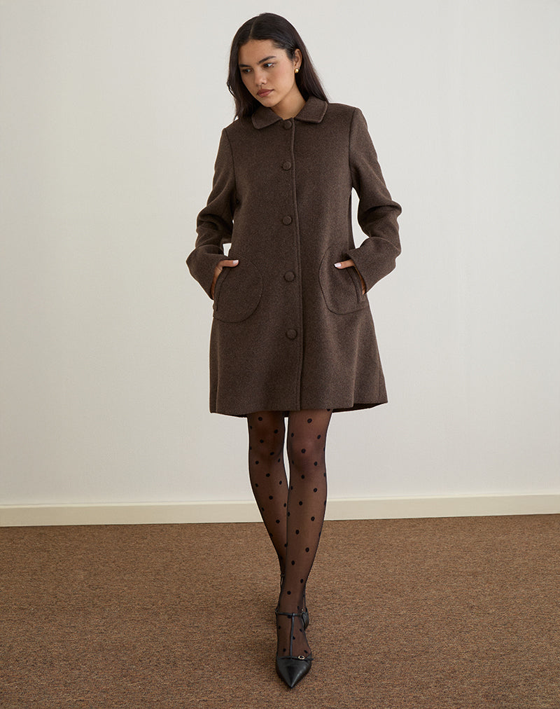 Rakai Pea Coat in Chocolade Wol