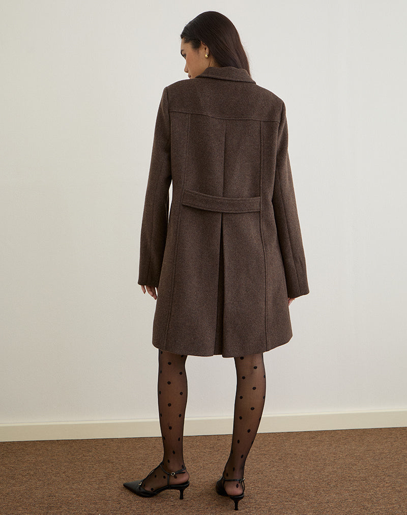 Afbeelding van Rakai Pea Coat in Chocolade Wol