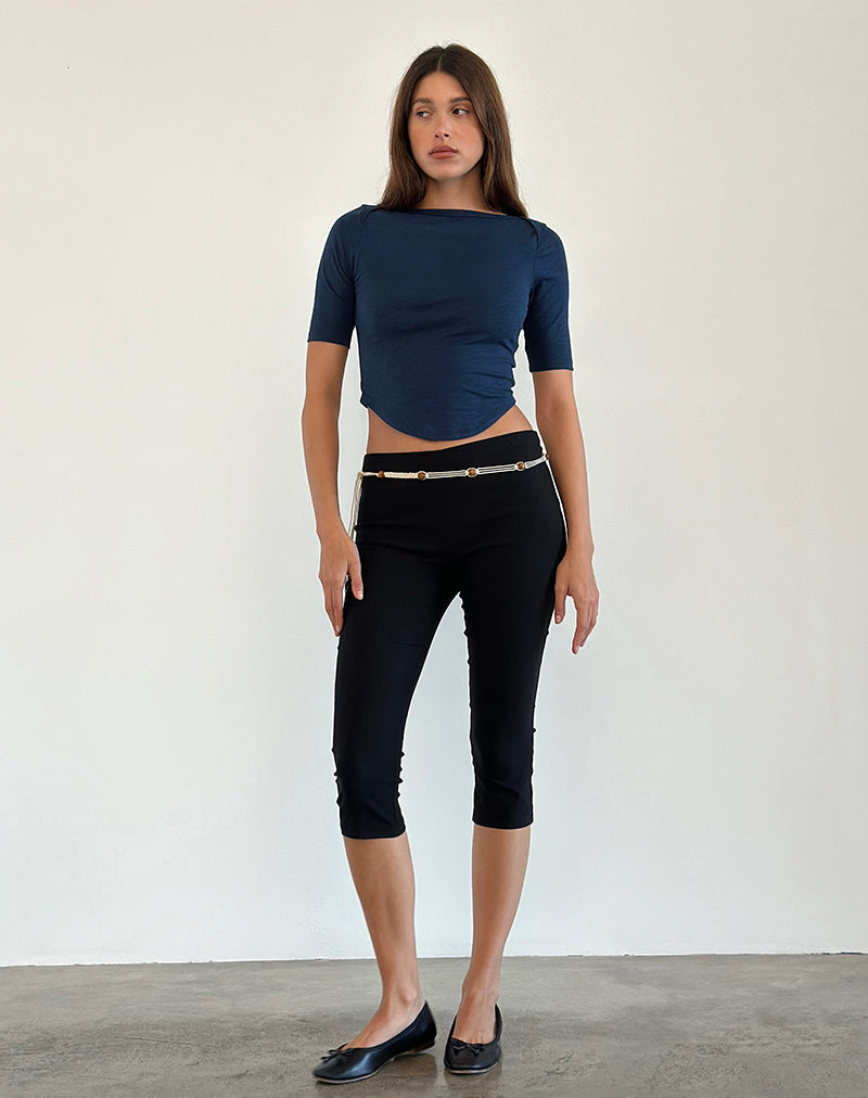 Ralda Gebogen Jersey T-shirt in Navy