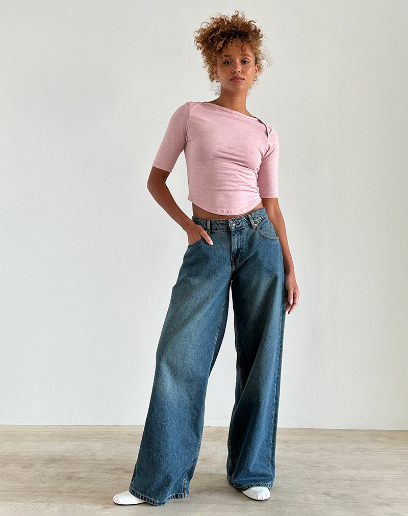 Afbeelding van Ralda Gebogen Jersey T-shirt in Roze Dame