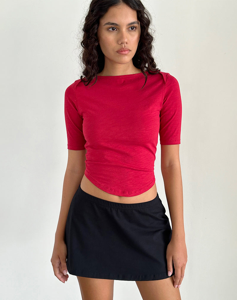 Ralda gebogen jersey shirt in Adrenaline rood