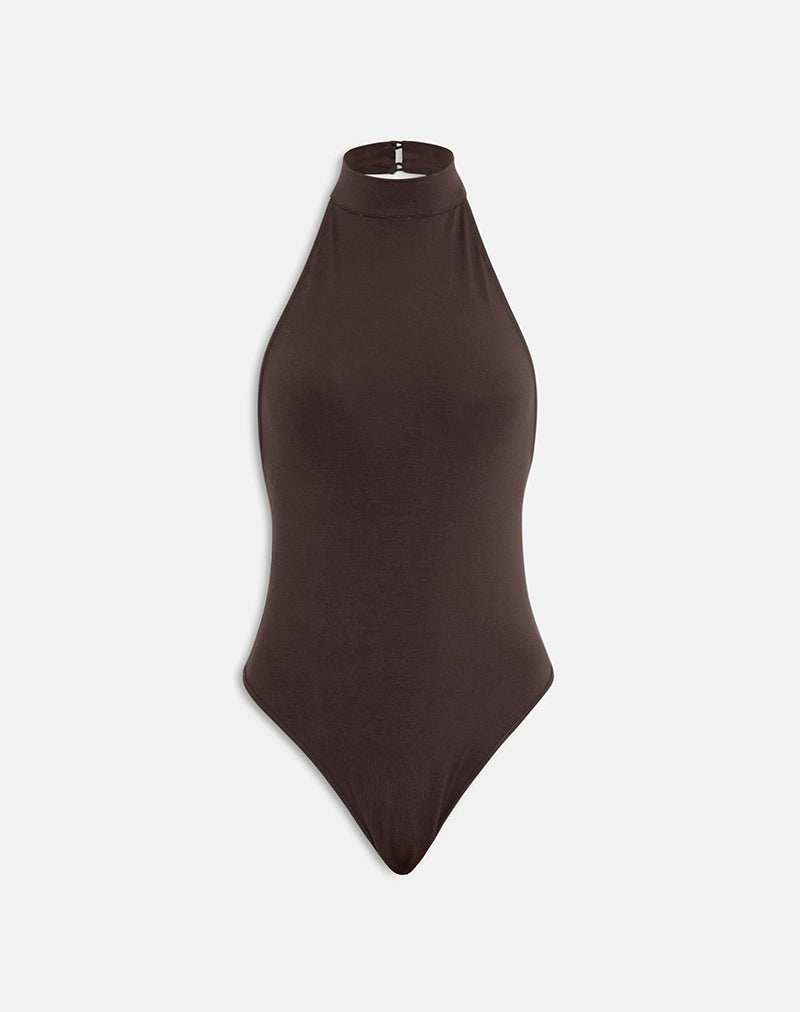 Afbeelding van Raleah halternek bodysuit in jersey bitter chocolate