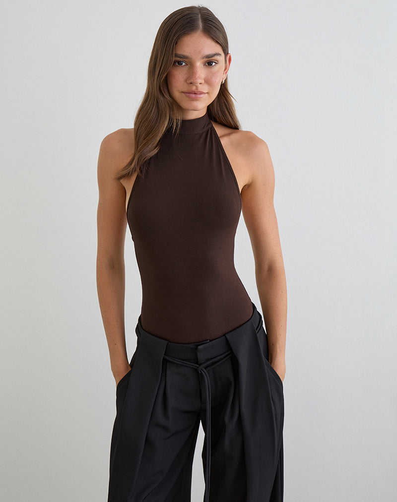 Afbeelding van Raleah halternek bodysuit in jersey bitter chocolate