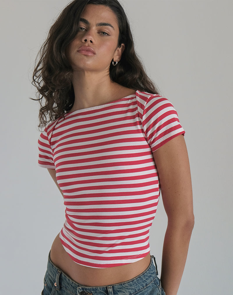 Afbeelding van Ralina Top in Rood en Wit Streep