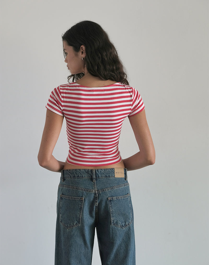 Afbeelding van Ralina Top in Rood en Wit Streep