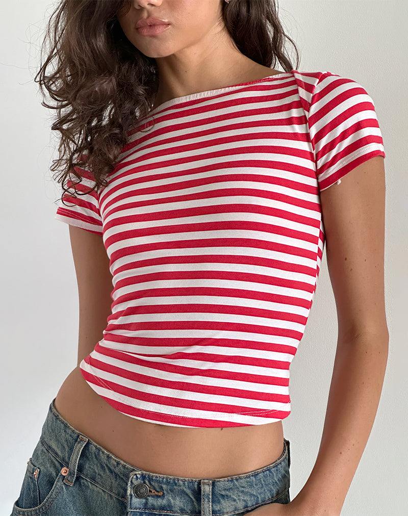 Afbeelding van Ralina Top in Rood en Wit Streep