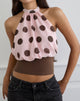 Afbeelding van Rania Top in roze chiffon met gedurfde polkaprint
