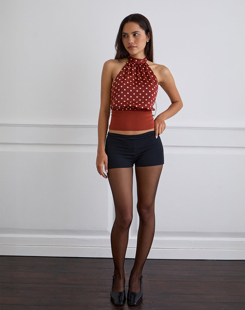 Afbeelding van Rania rugloze top in polka gebrand rood