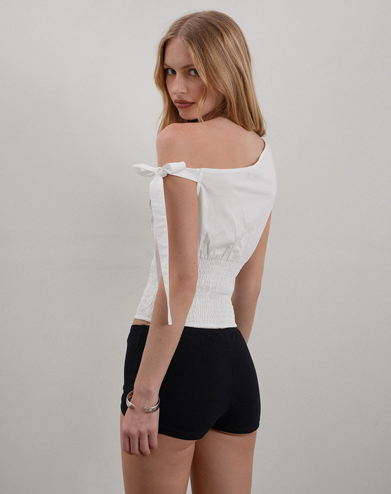 Afbeelding van Rantha Top met gespleten taille in wit