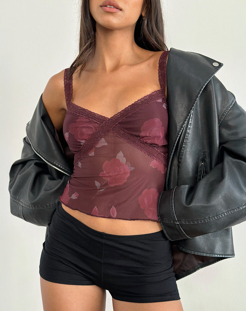Rasa Cami Top in Blooming Rose Bourgondië