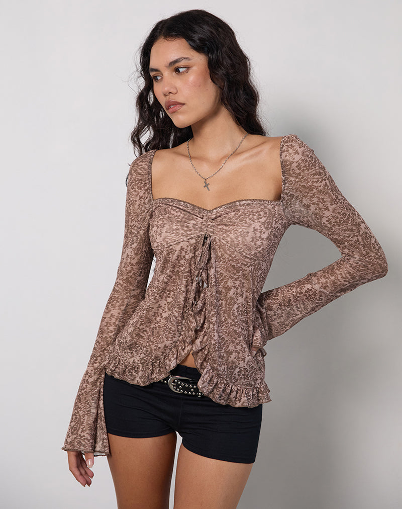 Ratu Top in Mesh Vintage Paisley Roze