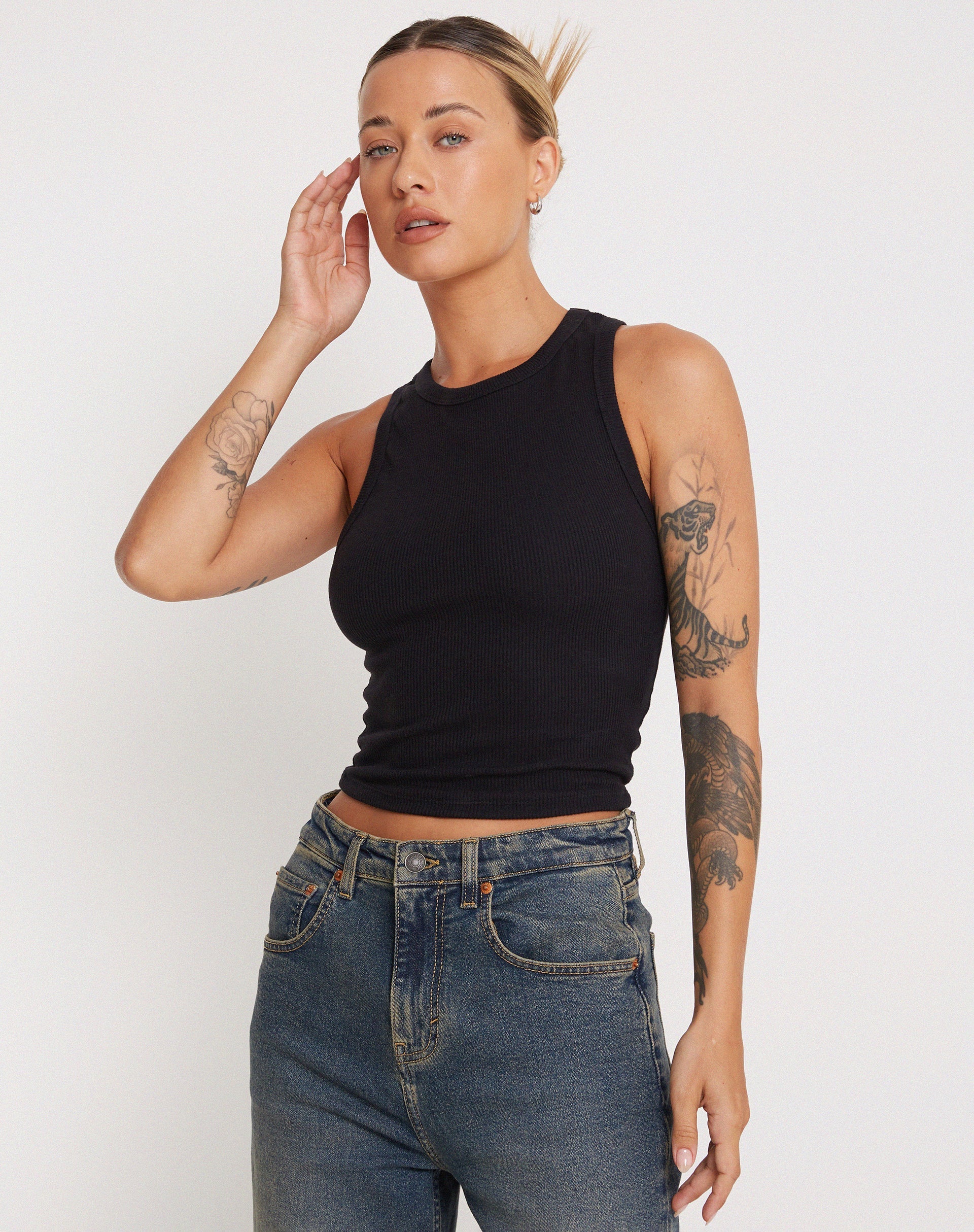 Afbeelding van Rave Vest Top in Rib Zwart