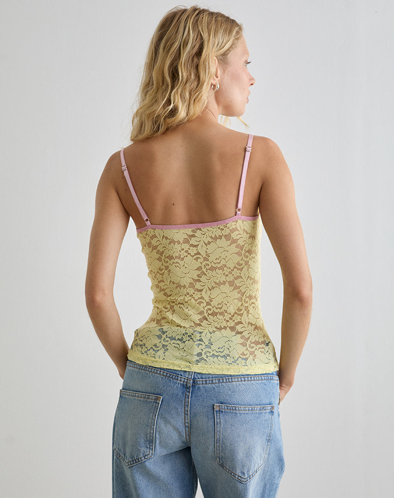 Afbeelding van Redum Cami Top in Geel Kant