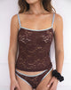 Afbeelding van Redum Cami Top in Chocolade Kant met Blauwe Bies