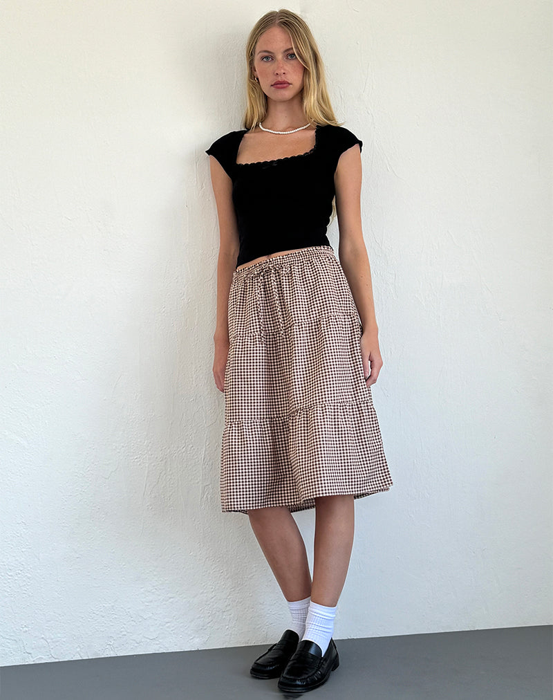 Afbeelding van Reef Midi rok in Mini Gingham Bruin