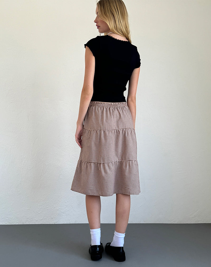 Afbeelding van Reef Midi rok in Mini Gingham Bruin