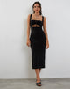 Afbeelding van Reina Cut Out Bodycon Midi Dress in Zwart
