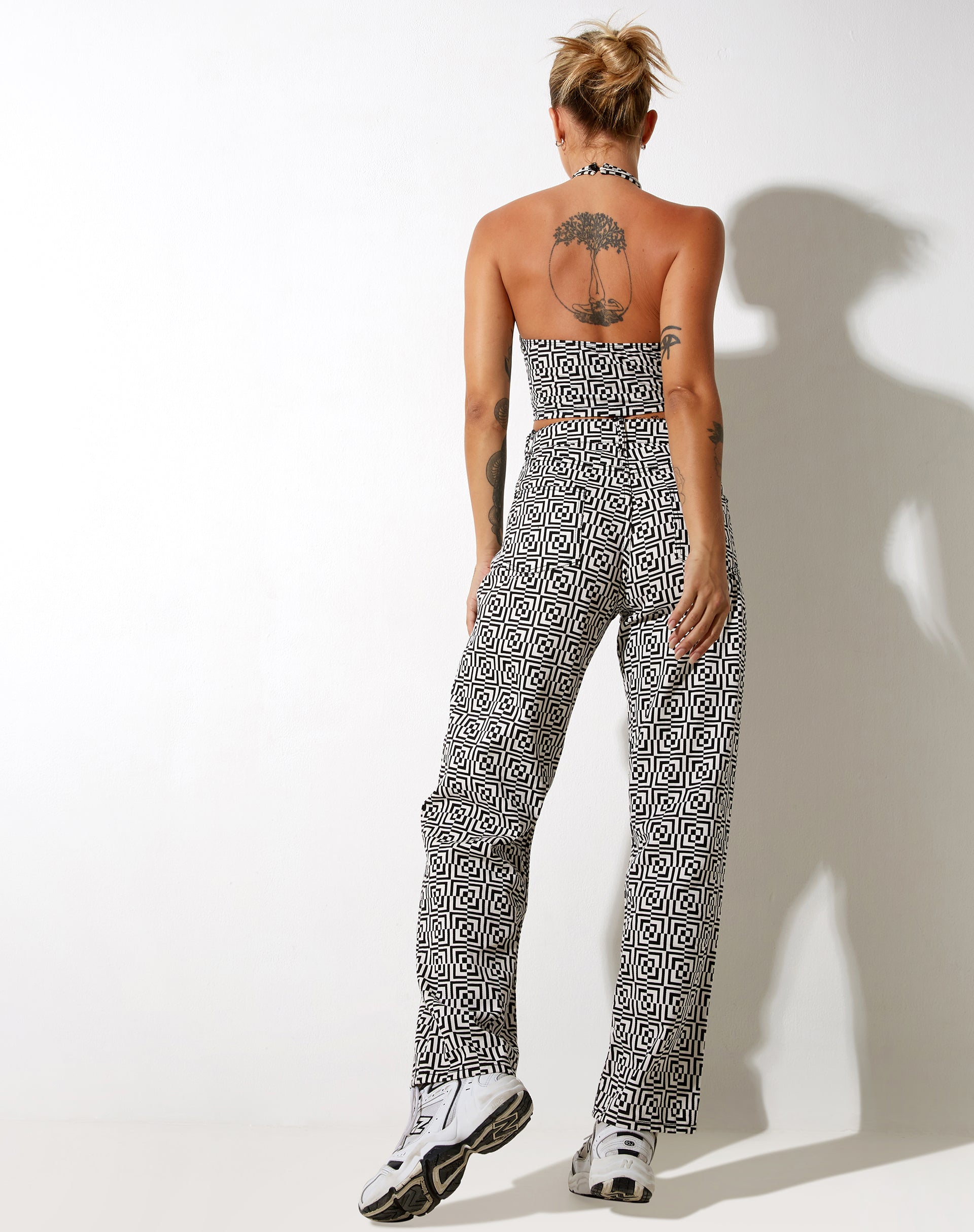 Afbeelding van Reis Crop Top in Optic Square Zwart en Wit