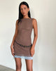 Afbeelding van Ren Mini Dress in Mesh Bruin met Lichtblauw