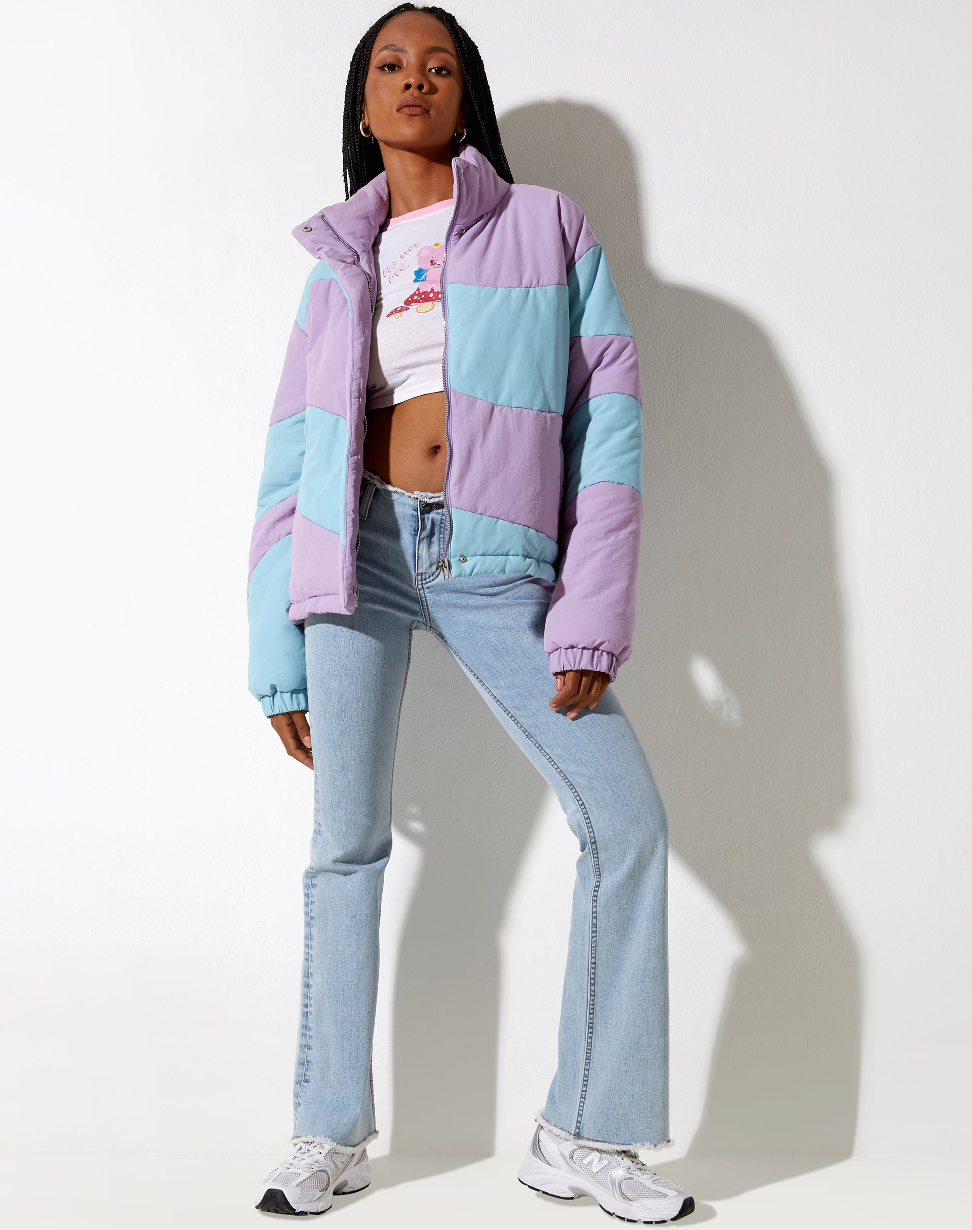 Afbeelding van Renee Puffa Jacket in geruit paars en blauw