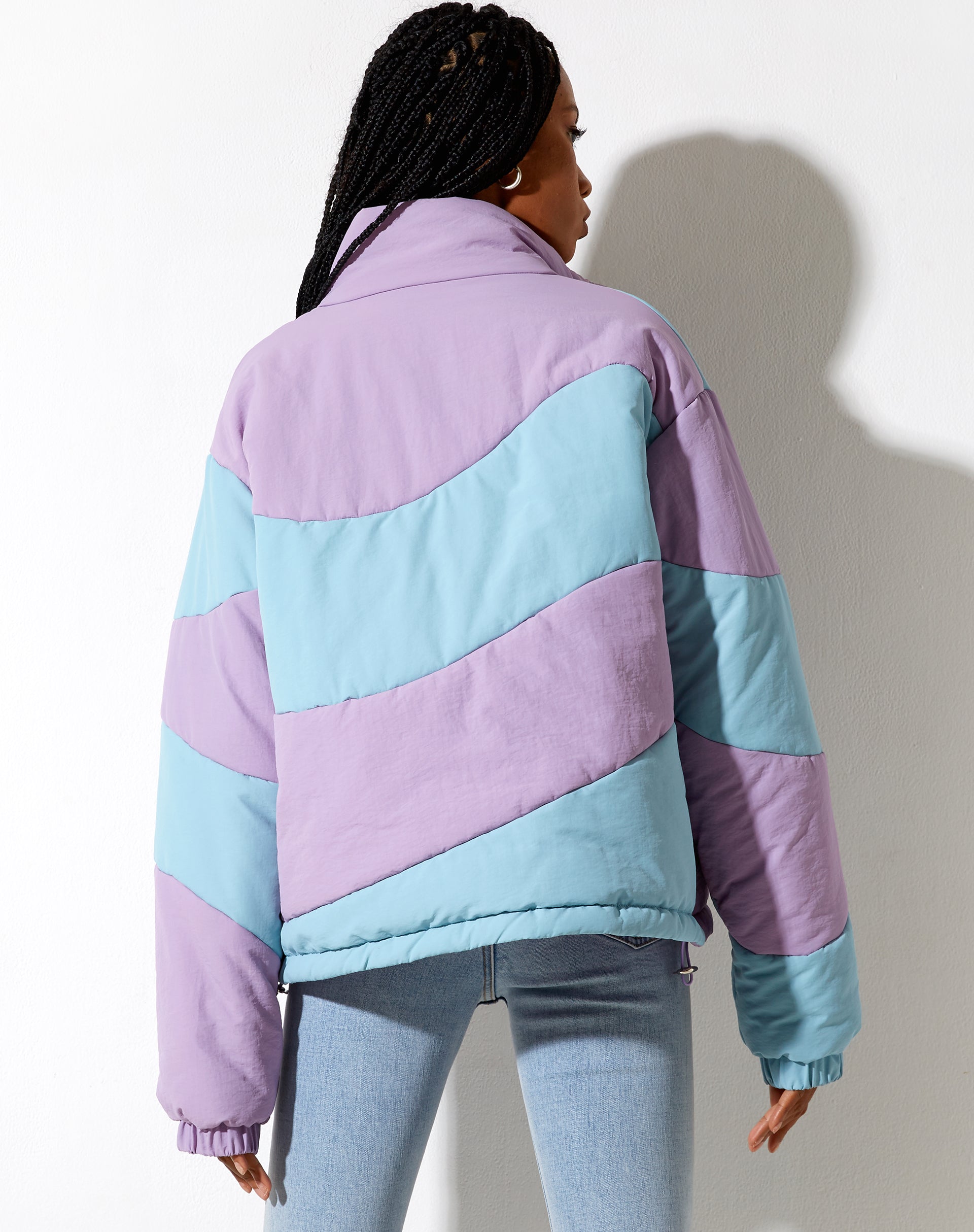 Afbeelding van Renee Puffa Jacket in geruit paars en blauw