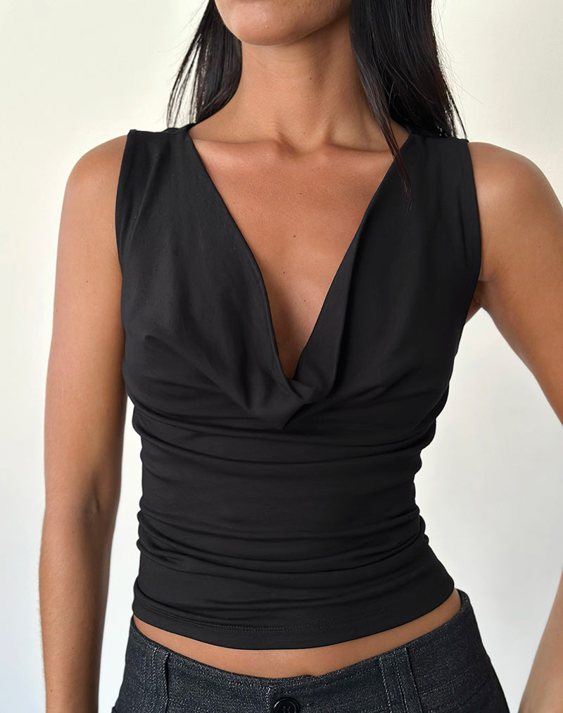 Afbeelding van Reni Koehals Top in Zwart Rayon Jersey