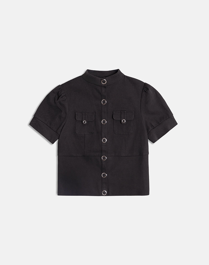 Afbeelding van Renia-top met knopen in donkergrijs