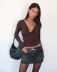 Afbeelding van Renice Cowl Lange Mouw Top in Bittere Chocolade
