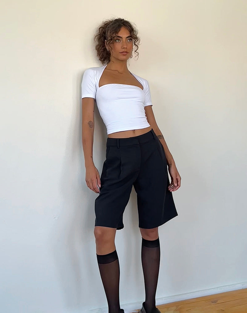 Requa Top met korte mouwen en vierkante hals in wit
