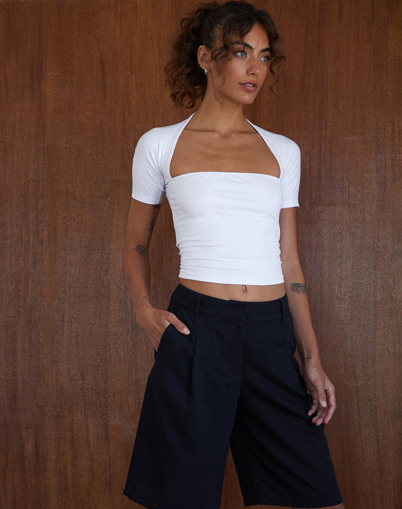 Requa Top met korte mouwen en vierkante hals in wit