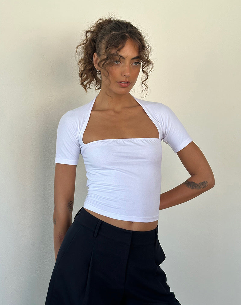 Afbeelding van Requa Square Neck Top met korte mouwen in wit