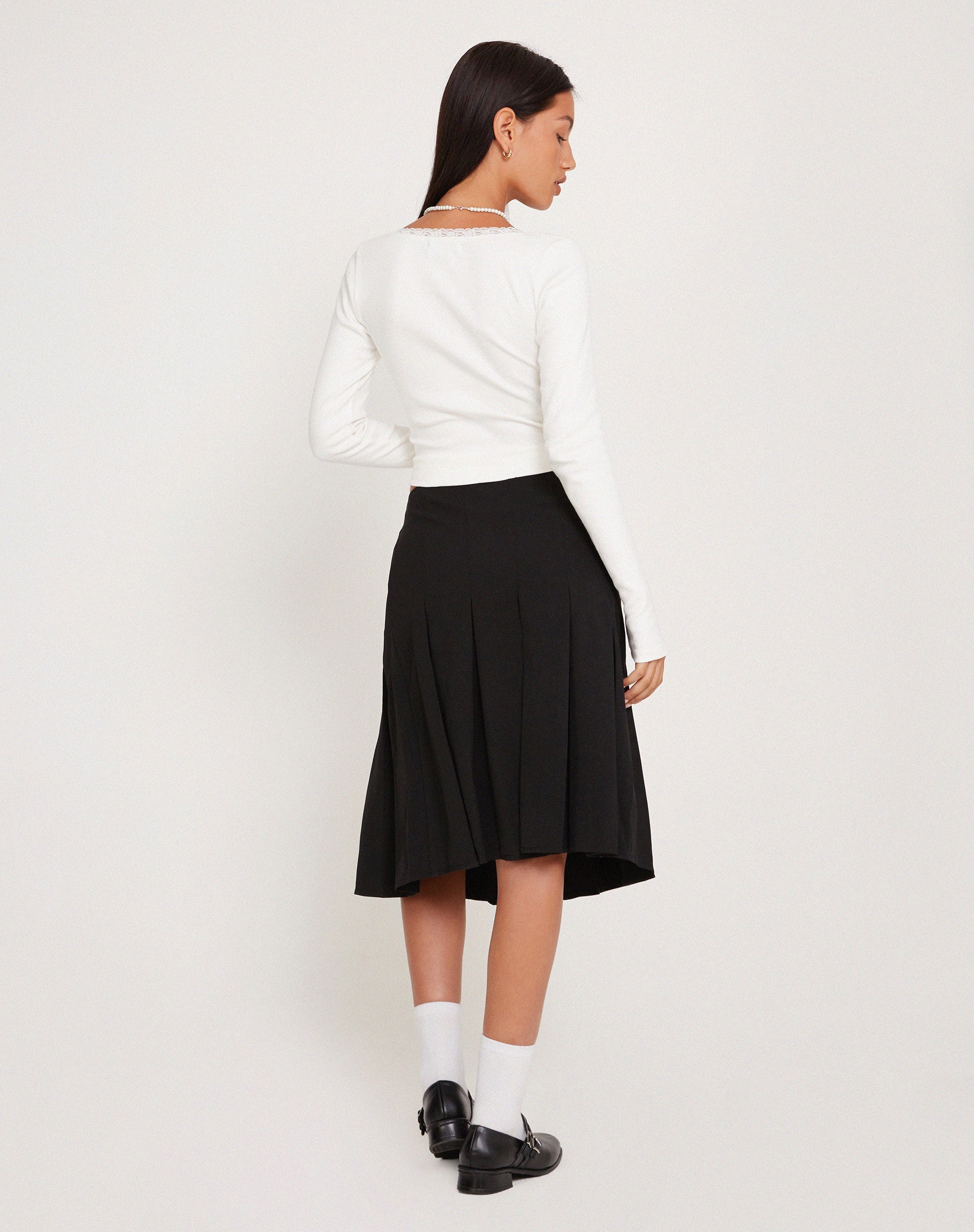 Afbeelding van Madelyn geplooide midirok in zwart