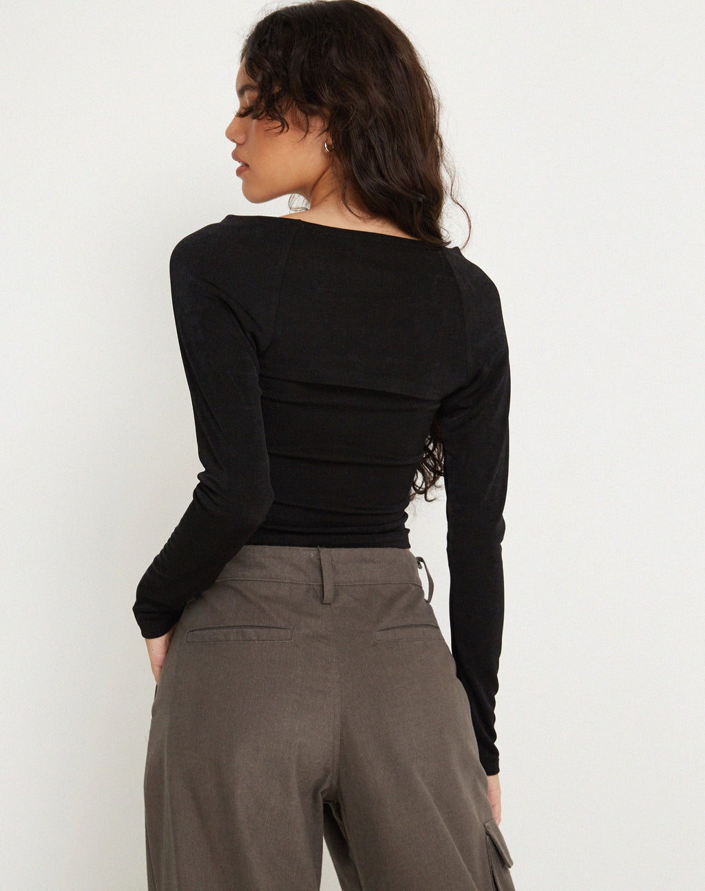 Ceriya Lange Mouw Top in Zwart