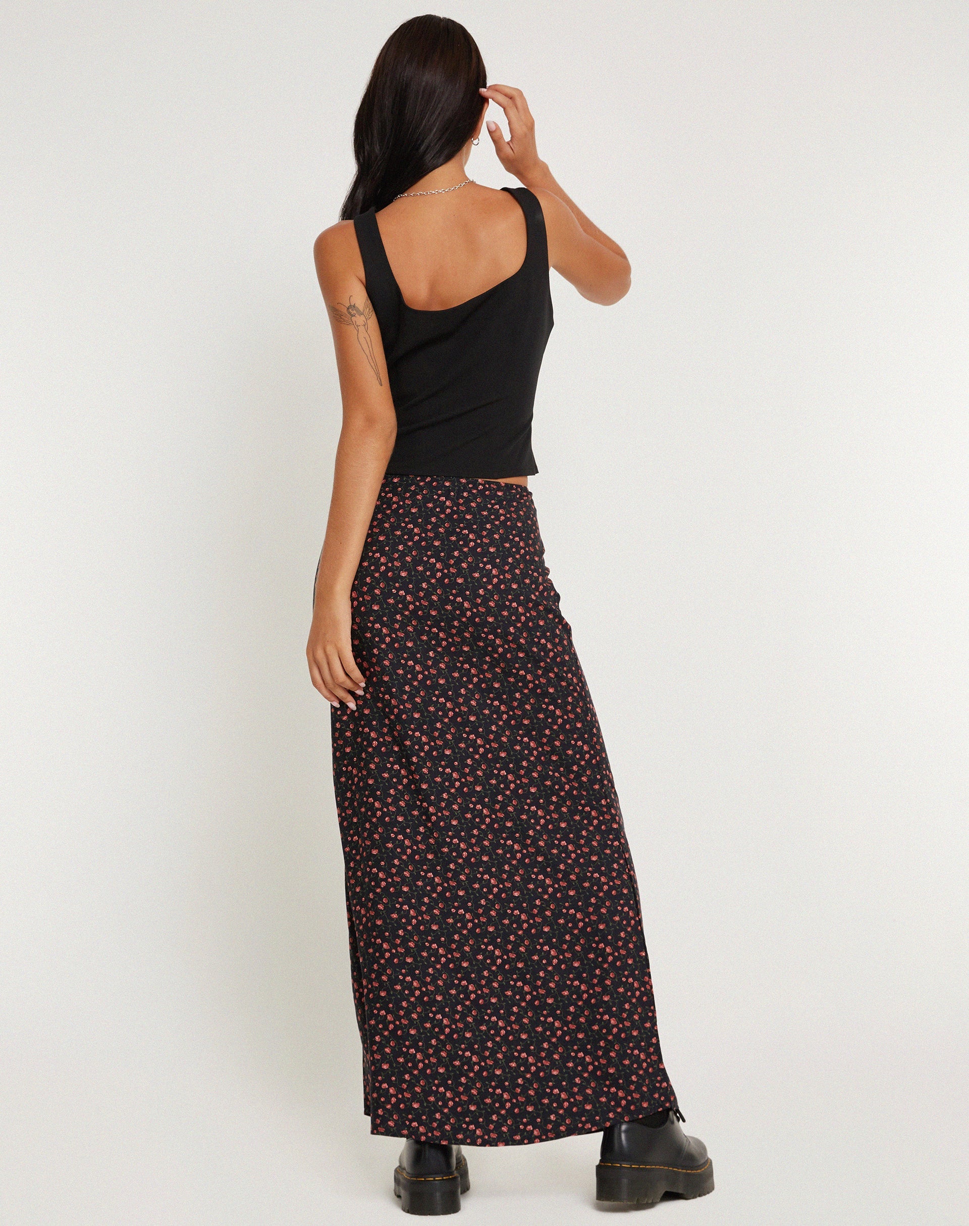 Afbeelding van Easton Maxi rok in donkerroze roos zwart