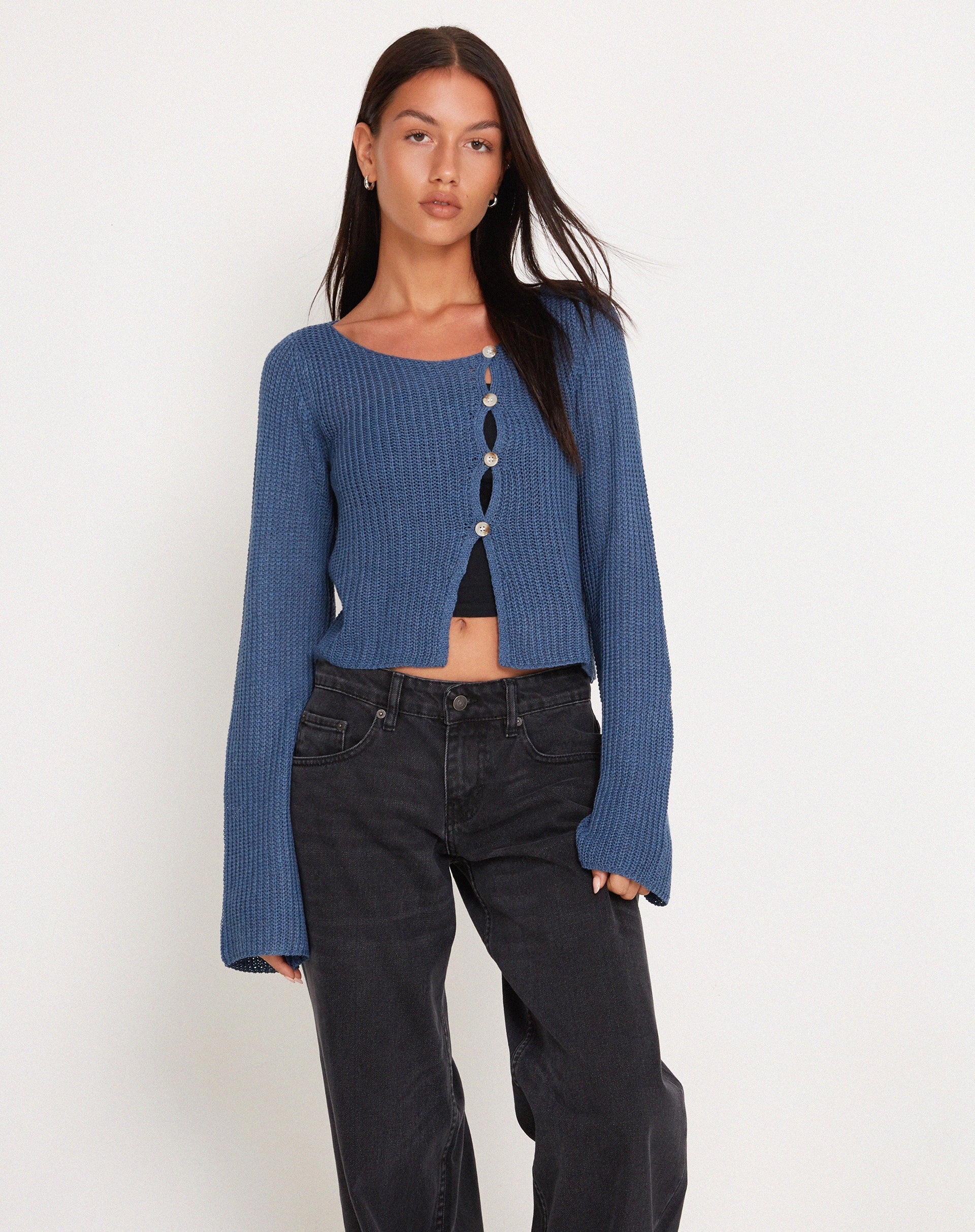 Afbeelding van Kazayo gebreide top met lange mouwen in Midnight Blue
