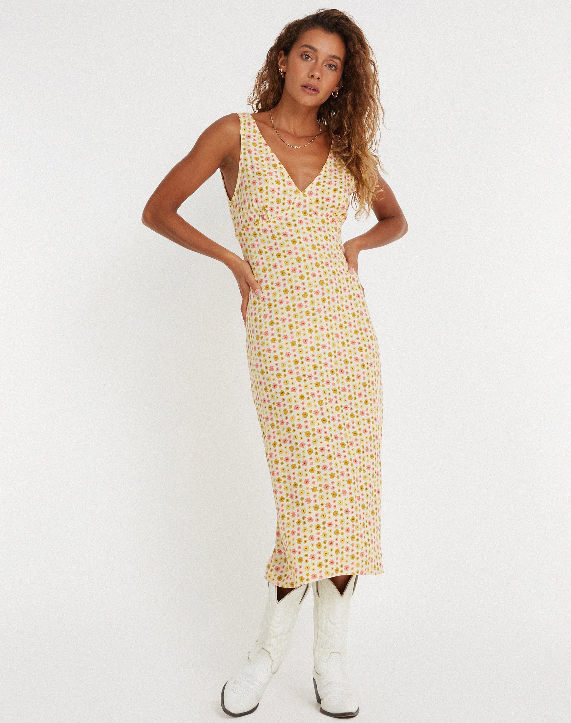 Afbeelding van Lisheva Midi Dress in Daisy Chain Cream
