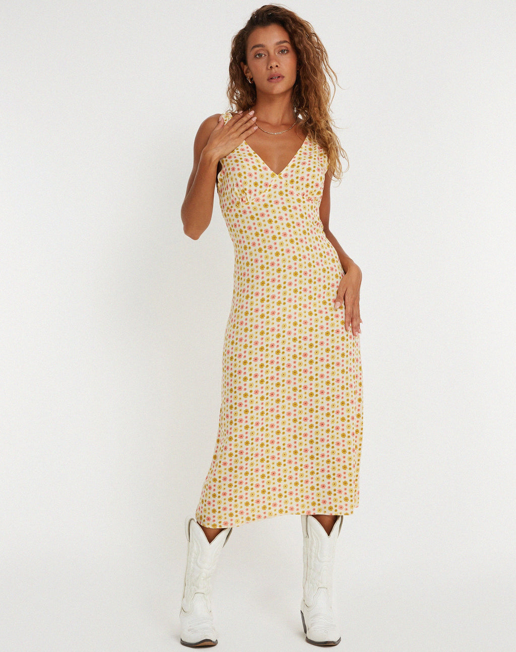 Lisheva Midi Dress in Daisy Chain Crème