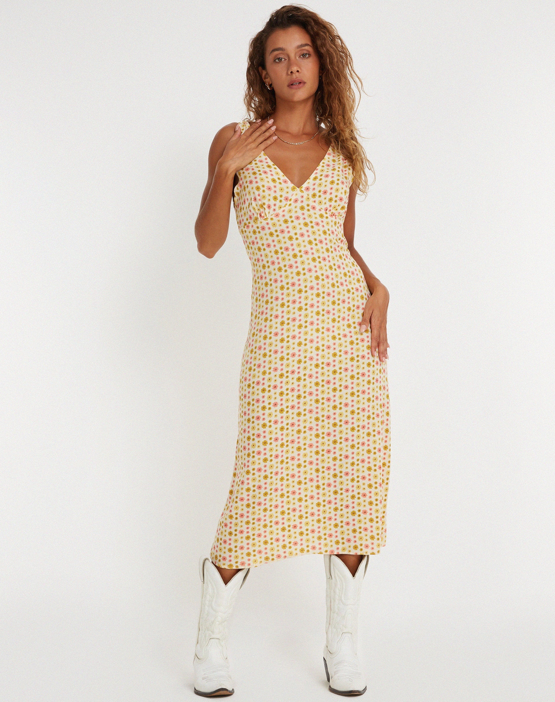 Afbeelding van Lisheva Midi Dress in Daisy Chain Cream