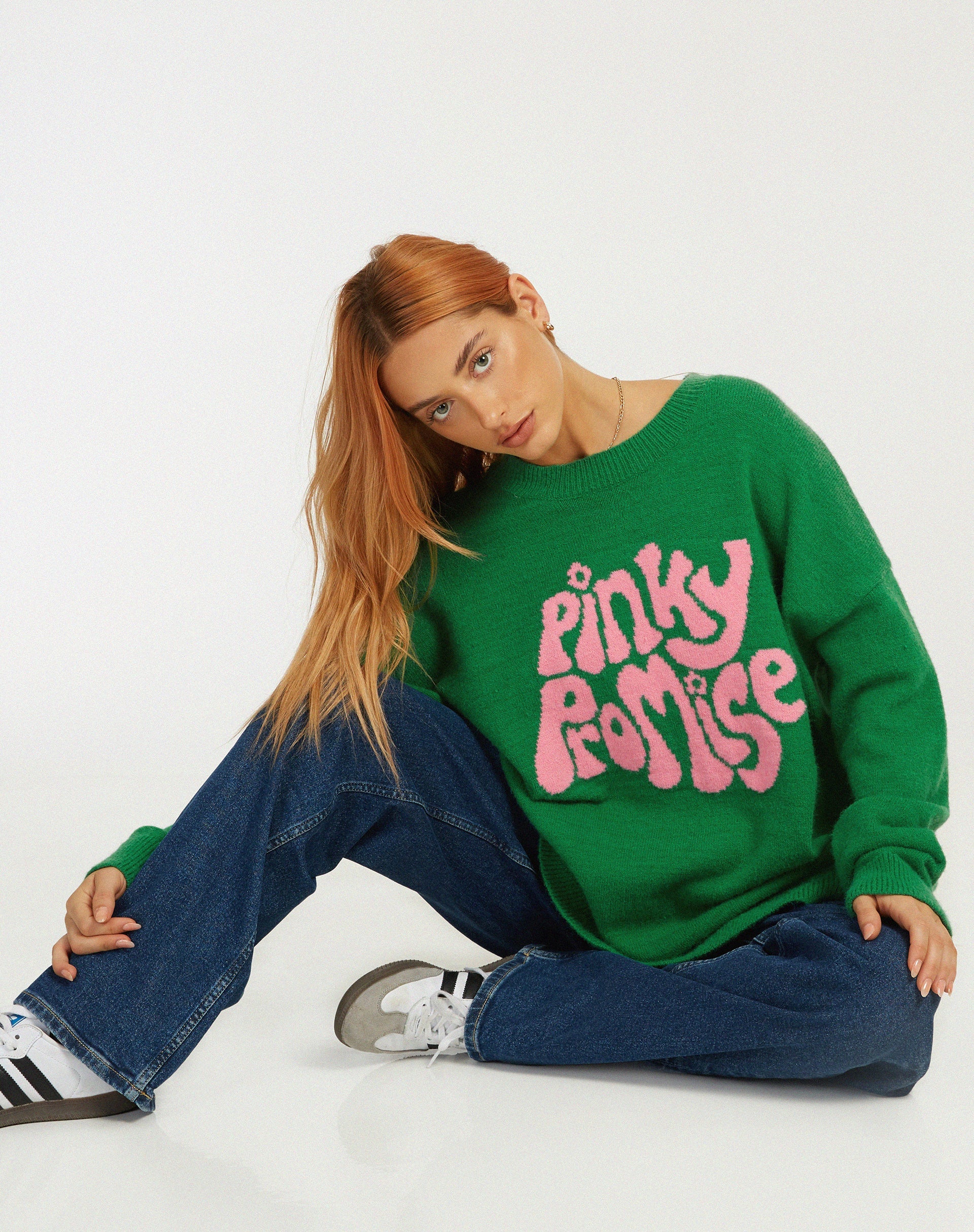 Afbeelding van Lulees Trui in Groen Pinky Promise