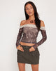 Afbeelding van Nagita Lange Mouw Bardot Top in Botanisch Donkerbruin