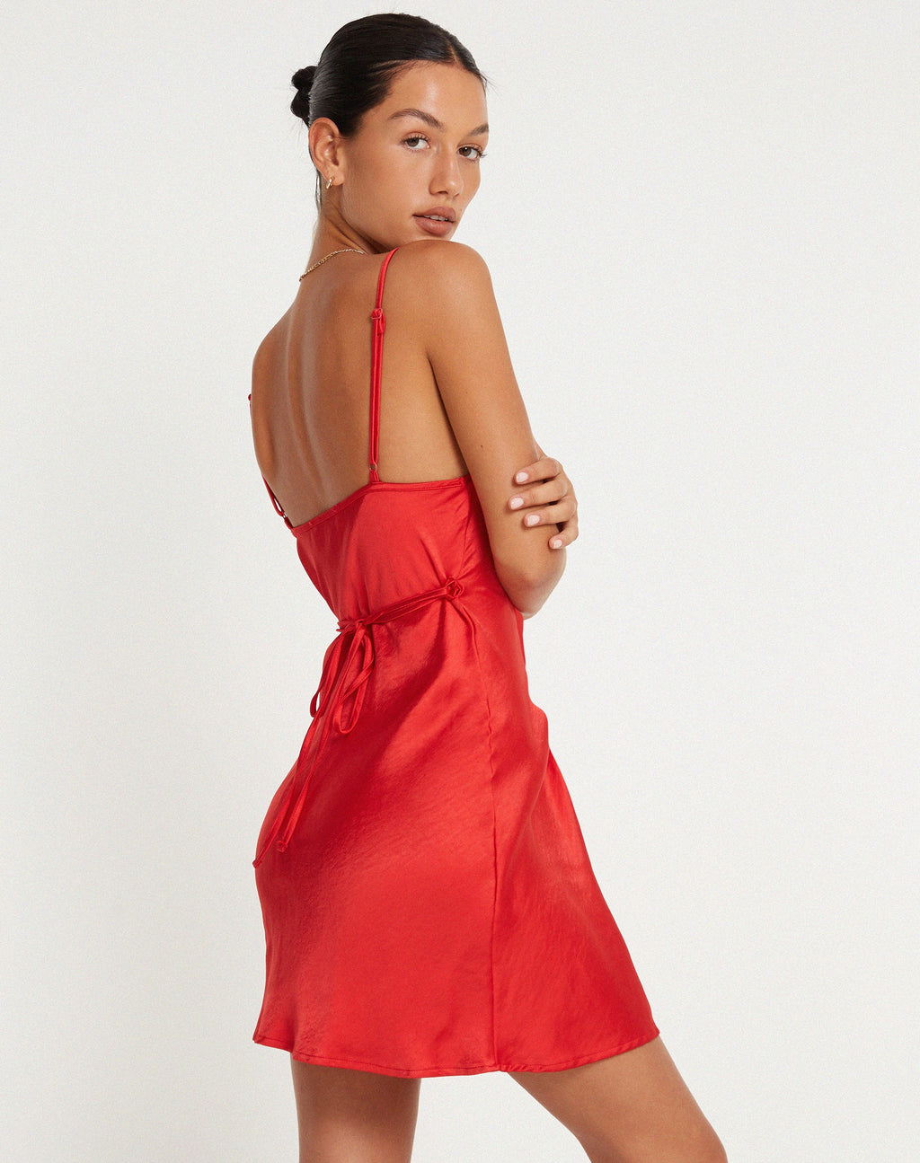 Paiva Jurk in Satijn Rood