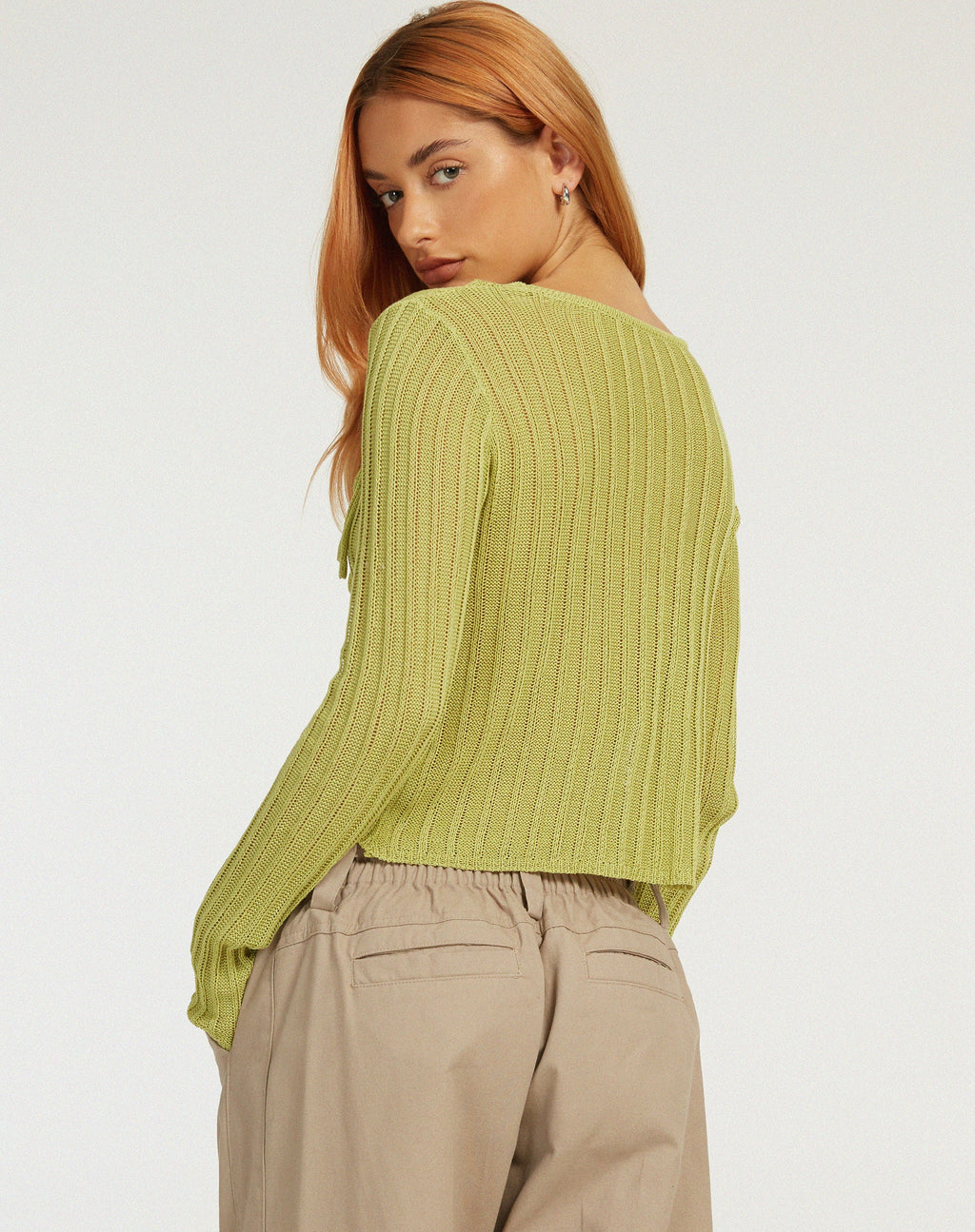 Potina Cardi met lange mouwen in Lime