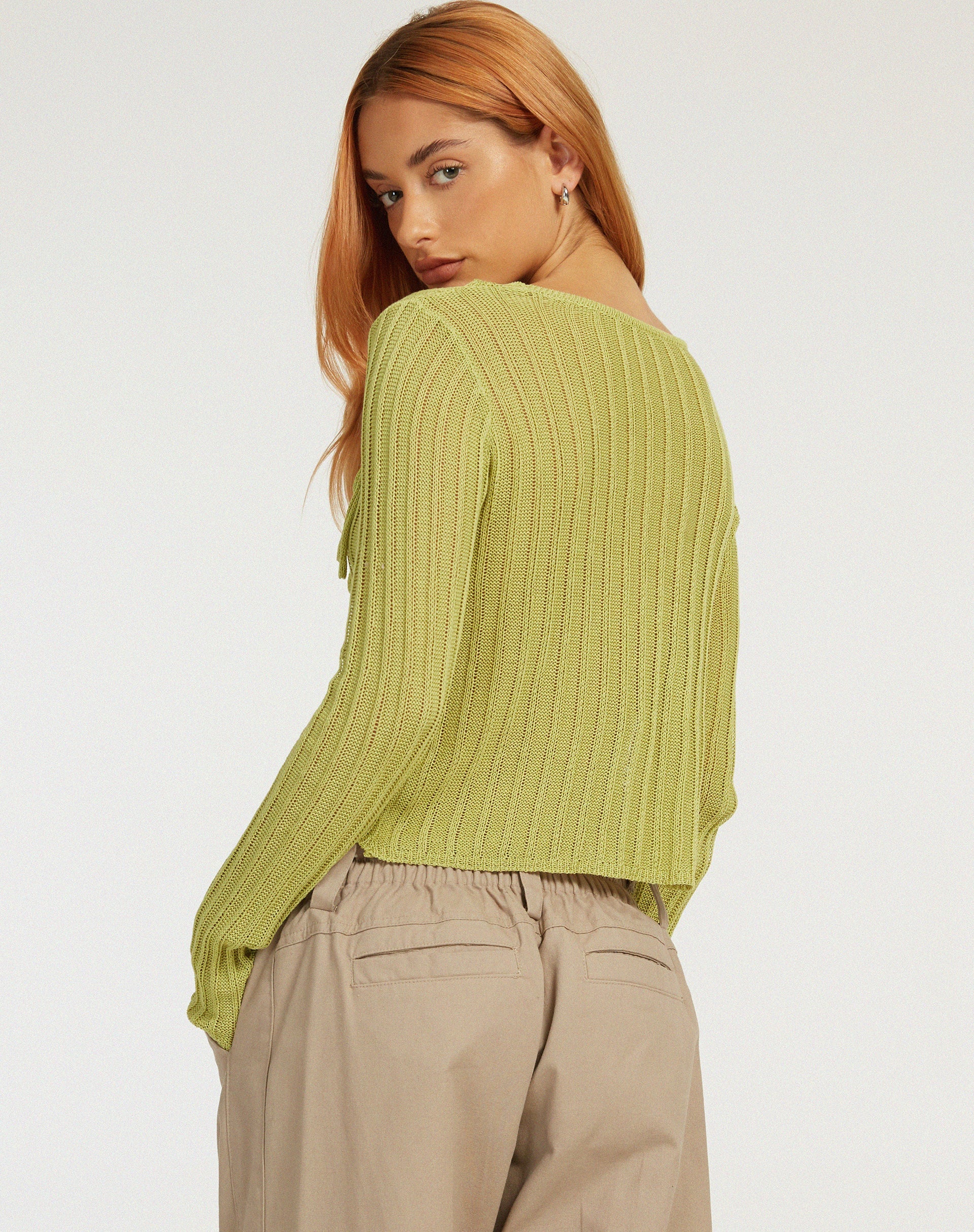 Afbeelding van Potina Cardi met lange mouwen in Lime