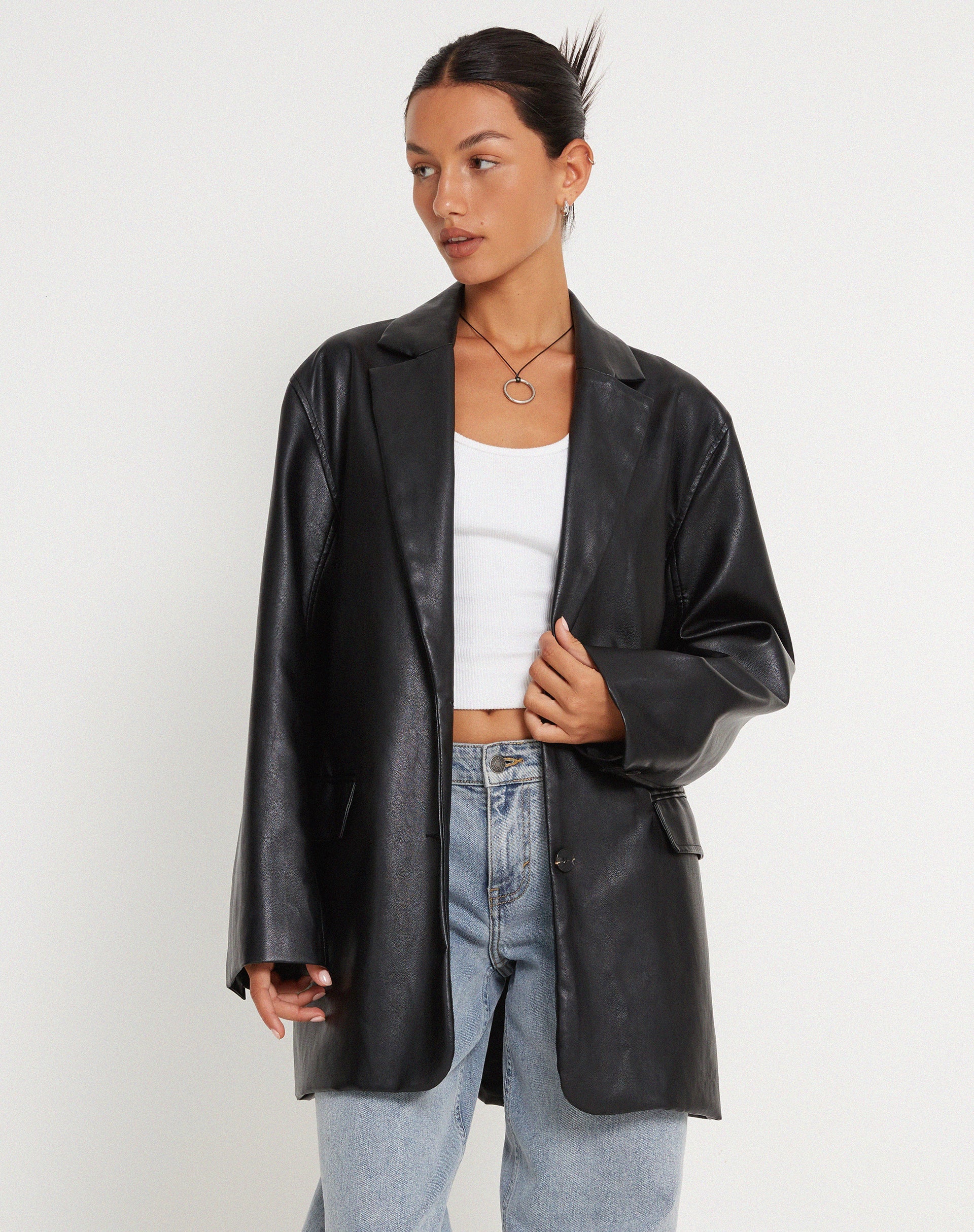 Afbeelding van Saken Blazer in Pu Zwart