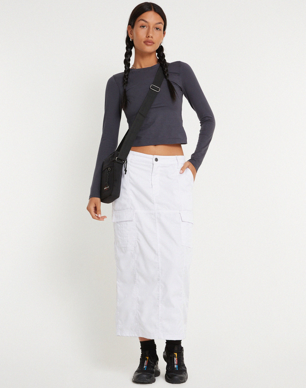 Widya Cargo Midi Rok in Wit